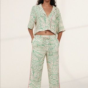 Zara Linen Blend Pajama Set